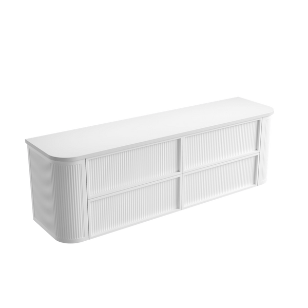 Aulic Ramee Fluted Wall Hung 1800mm Double Vanity Matte White