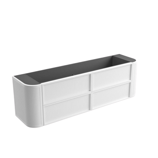 Aulic Ramee Fluted Wall Hung 1800mm Double Vanity Matte White