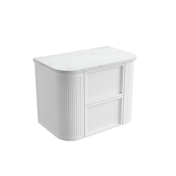 Aulic Ramee Fluted Wall Hung 750mm Vanity Matte White