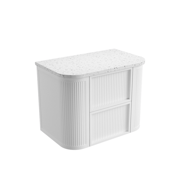 Aulic Ramee Fluted Wall Hung 750mm Vanity Matte White