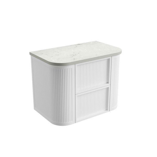 Aulic Ramee Fluted Wall Hung 750mm Vanity Matte White