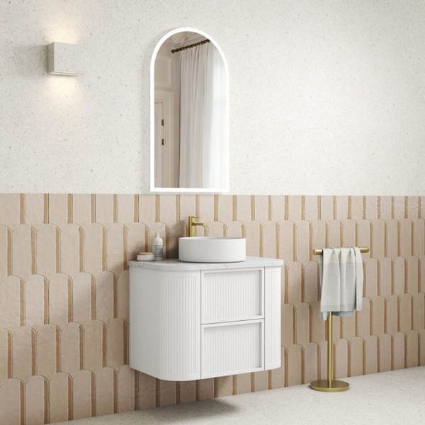 Aulic Ramee Fluted Wall Hung 750mm Vanity Matte White