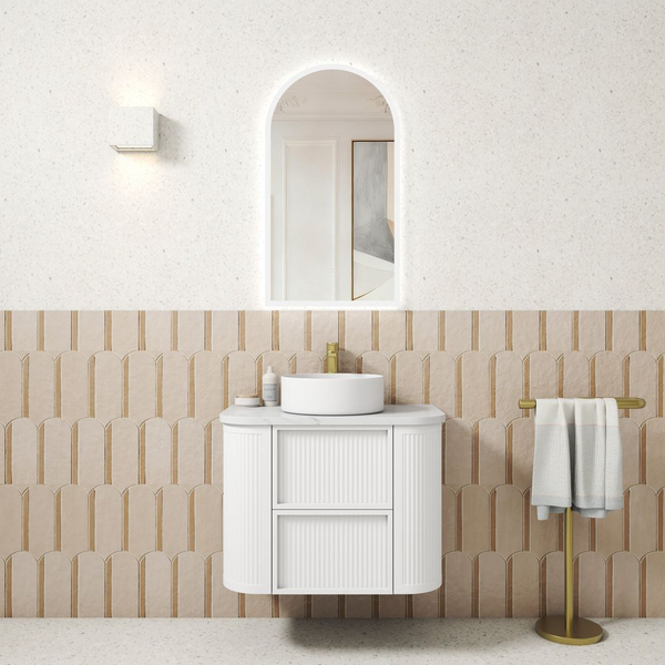 Aulic Ramee Fluted Wall Hung 750mm Vanity Matte White