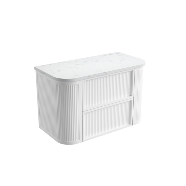 Aulic Ramee Fluted Wall Hung 900mm Vanity Matte White
