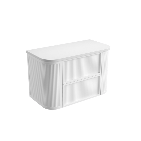 Aulic Ramee Fluted Wall Hung 900mm Vanity Matte White