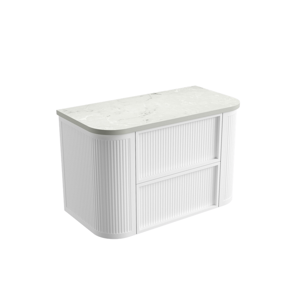 Aulic Ramee Fluted Wall Hung 900mm Vanity Matte White