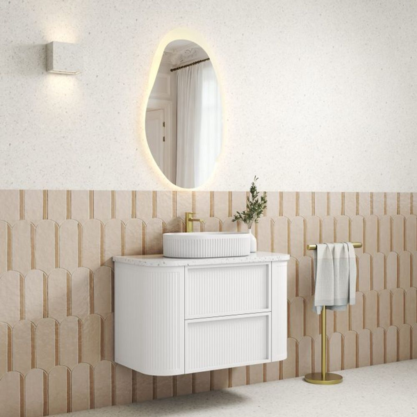 Aulic Ramee Fluted Wall Hung 900mm Vanity Matte White