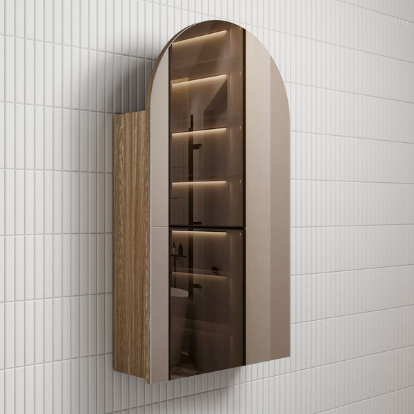 Aulic Canterbury Arch Shaving Cabinet 500mm Harvest Oak