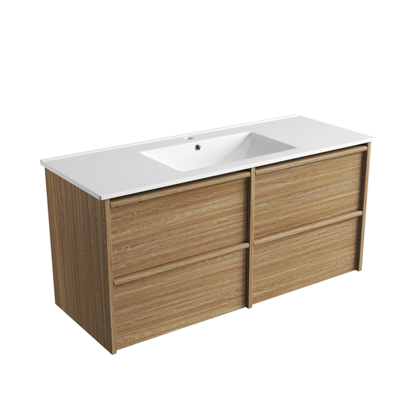 Aulic Venetta Framed Wall Hung 1200mm Vanity Harvest Oak