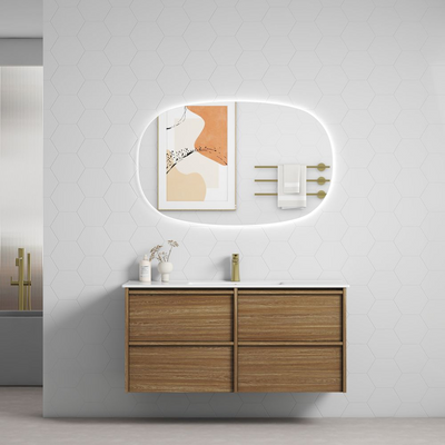 Aulic Venetta Framed Wall Hung 1200mm Vanity Harvest Oak