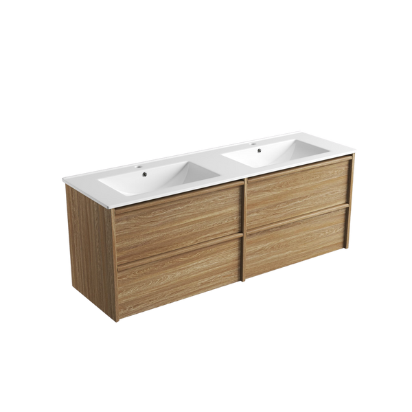 Aulic Venetta Framed Wall Hung 1500mm Vanity Harvest Oak