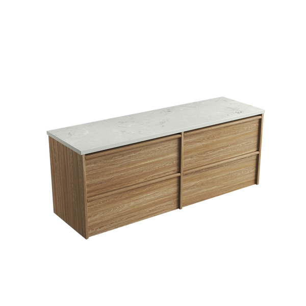 Aulic Venetta Framed Wall Hung 1500mm Vanity Harvest Oak