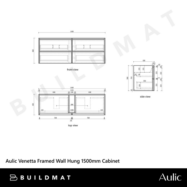Aulic Venetta Framed Wall Hung 1500mm Vanity Harvest Oak