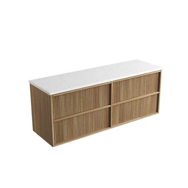 Aulic Venetta Fluted Framed Wall Hung 1500mm Vanity Harvest Oak