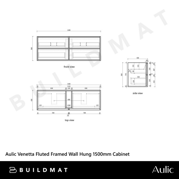 Aulic Venetta Fluted Framed Wall Hung 1500mm Vanity Harvest Oak