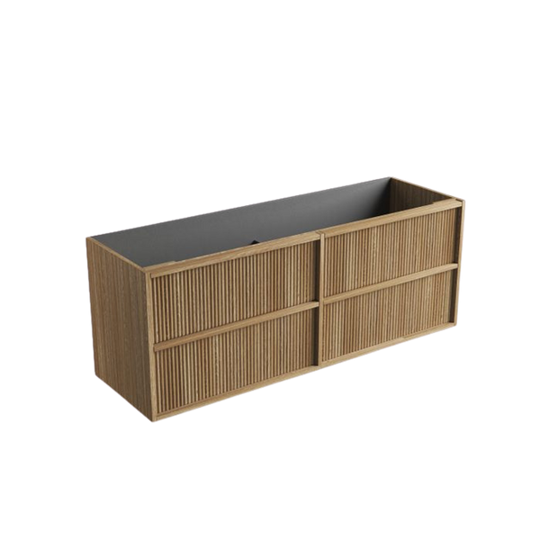 Aulic Venetta Fluted Framed Wall Hung 1500mm Vanity Harvest Oak