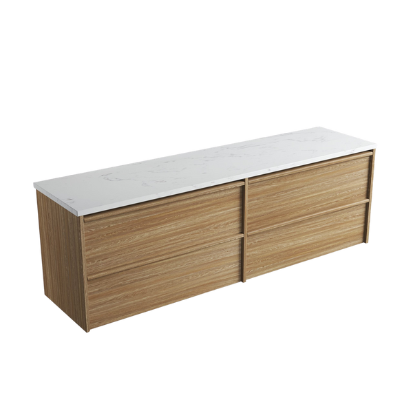 Aulic Venetta Framed Wall Hung 1800mm Double Vanity Harvest Oak