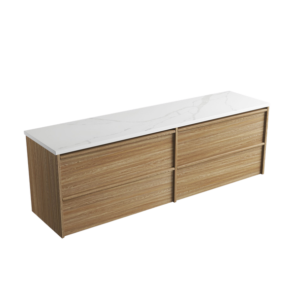 Aulic Venetta Framed Wall Hung 1800mm Double Vanity Harvest Oak