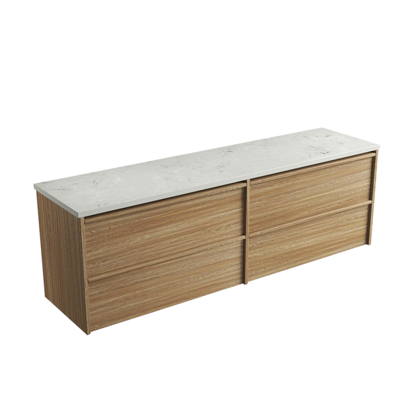 Aulic Venetta Framed Wall Hung 1800mm Double Vanity Harvest Oak