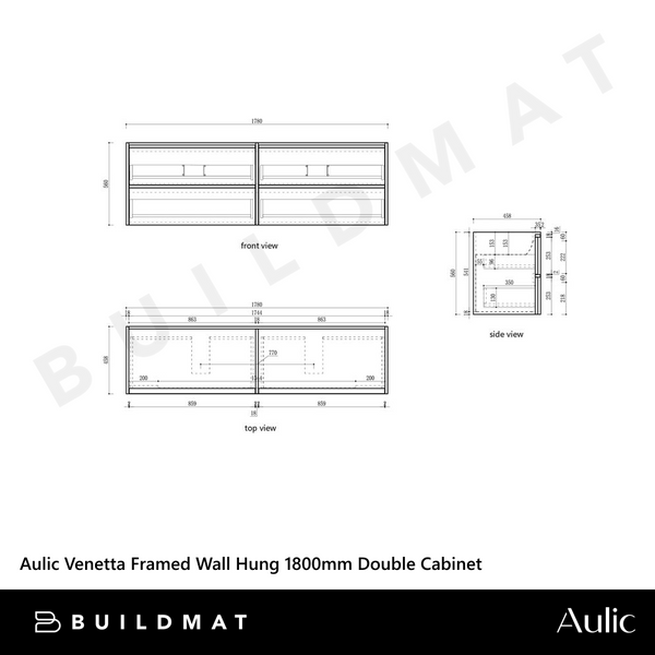 Aulic Venetta Framed Wall Hung 1800mm Double Vanity Harvest Oak