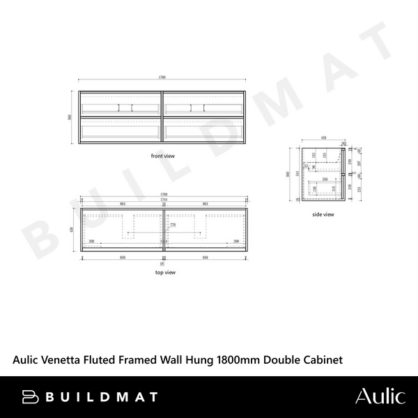 Aulic Venetta Fluted Framed Wall Hung 1800mm Double Vanity Harvest Oak