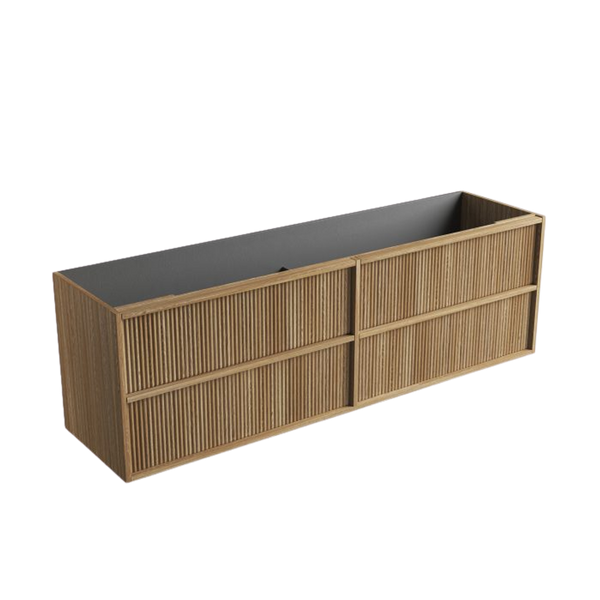 Aulic Venetta Fluted Framed Wall Hung 1800mm Double Vanity Harvest Oak