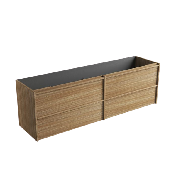 Aulic Venetta Framed Wall Hung 1800mm Double Vanity Harvest Oak