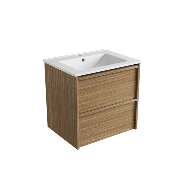 Aulic Venetta Framed Wall Hung 600mm Vanity Harvest Oak