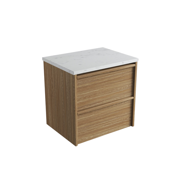 Aulic Venetta Framed Wall Hung 600mm Vanity Harvest Oak