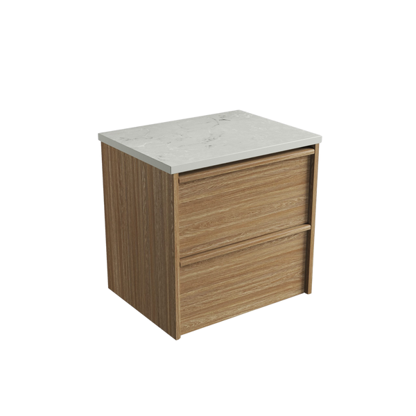 Aulic Venetta Framed Wall Hung 600mm Vanity Harvest Oak