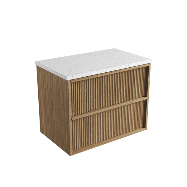 Aulic Venetta Fluted Framed Wall Hung 750mm Vanity Harvest Oak