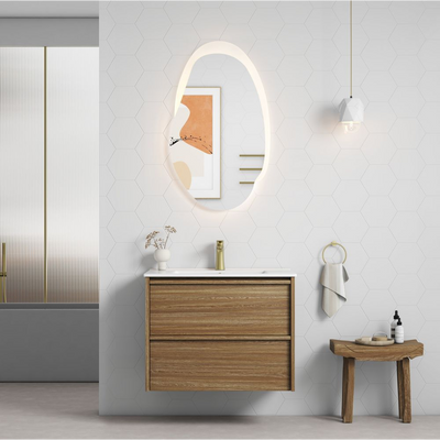 Aulic Venetta Framed Wall Hung 750mm Vanity Harvest Oak