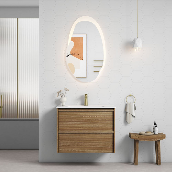 Aulic Venetta Framed Wall Hung 750mm Vanity Harvest Oak