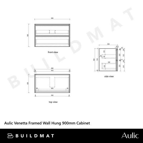 Aulic Venetta Framed Wall Hung 900mm Vanity Harvest Oak