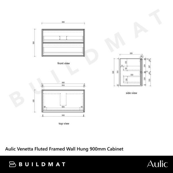 Aulic Venetta Fluted Framed Wall Hung 900mm Vanity Harvest Oak