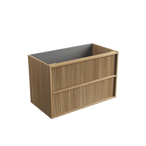 Aulic Venetta Fluted Framed Wall Hung 900mm Vanity Harvest Oak