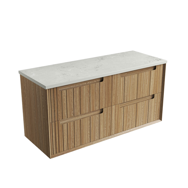 Aulic Voulari Framed Wall Hung 1200mm Vanity Harvest Oak