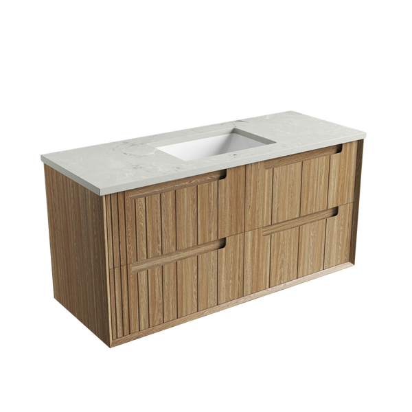 Aulic Voulari Framed Wall Hung 1200mm Vanity Harvest Oak