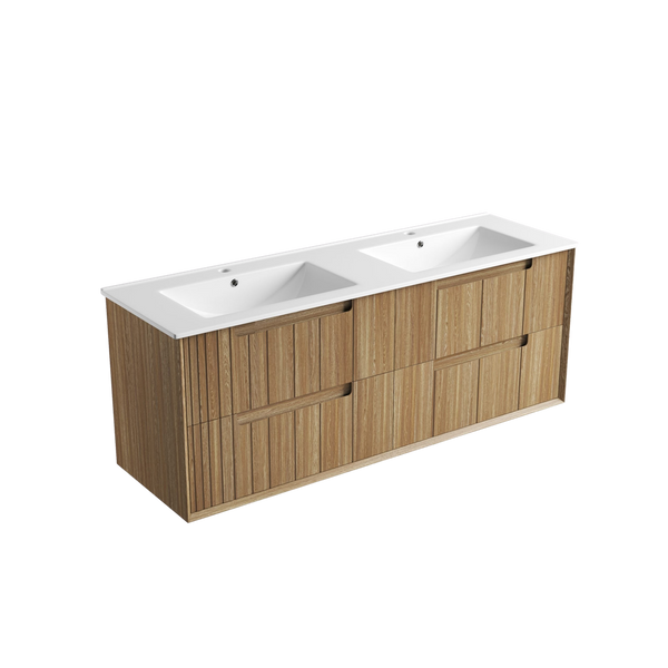 Aulic Voulari Framed Wall Hung 1500mm Vanity Harvest Oak