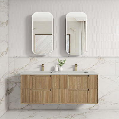 Aulic Voulari Framed Wall Hung 1500mm Vanity Harvest Oak