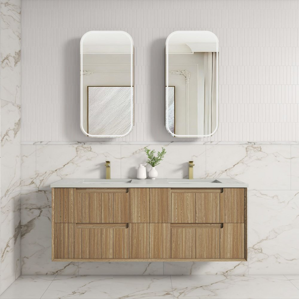 Aulic Voulari Framed Wall Hung 1500mm Vanity Harvest Oak