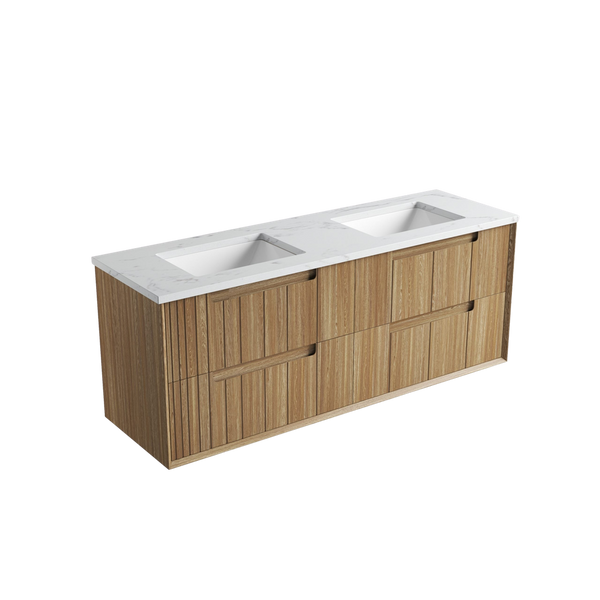 Aulic Voulari Framed Wall Hung 1500mm Vanity Harvest Oak