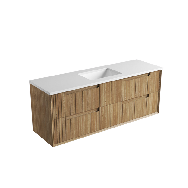 Aulic Voulari Framed Wall Hung 1500mm Vanity Harvest Oak