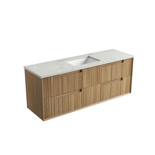 Aulic Voulari Framed Wall Hung 1500mm Vanity Harvest Oak