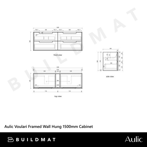 Aulic Voulari Framed Wall Hung 1500mm Vanity Harvest Oak