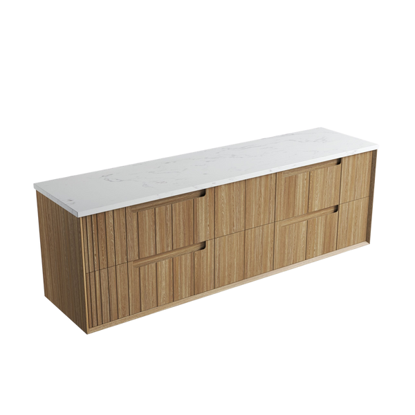 Aulic Voulari Framed Wall Hung 1800mm Double Vanity Harvest Oak