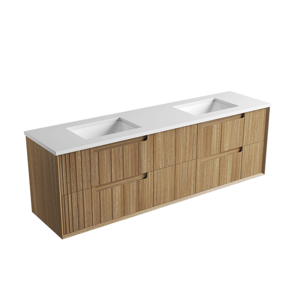 Aulic Voulari Framed Wall Hung 1800mm Double Vanity Harvest Oak