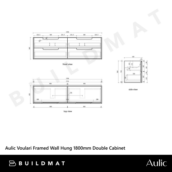Aulic Voulari Framed Wall Hung 1800mm Double Vanity Harvest Oak