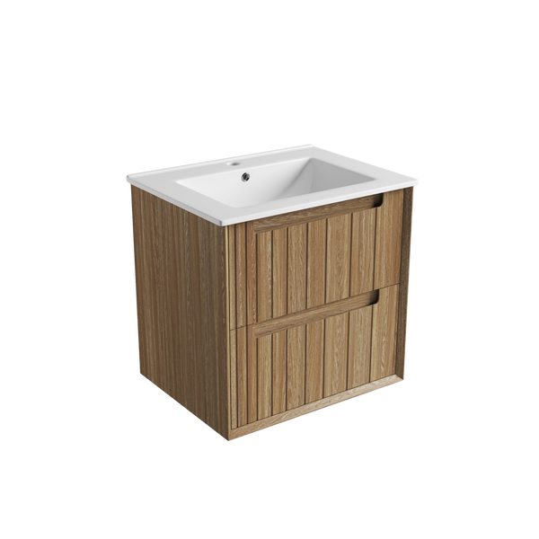 Aulic Voulari Framed Wall Hung 600mm Vanity Harvest Oak