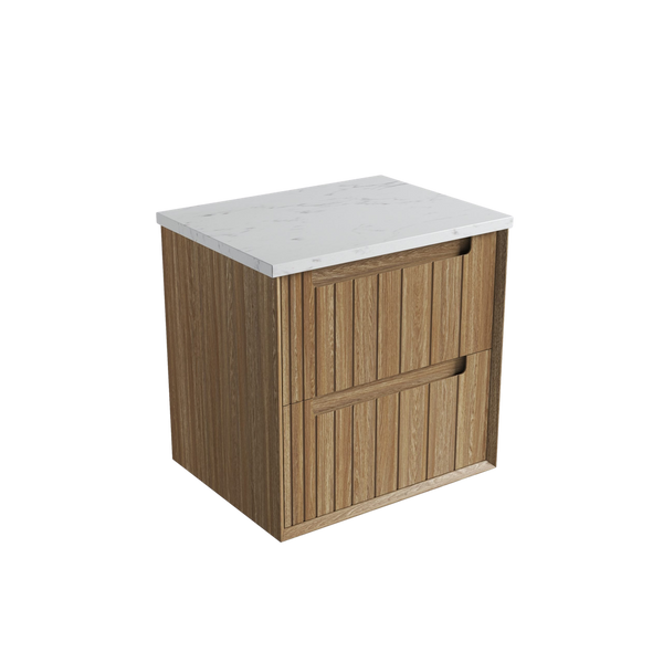 Aulic Voulari Framed Wall Hung 600mm Vanity Harvest Oak